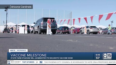 State Farm Stadium vaccine site to administer 500,000th dose