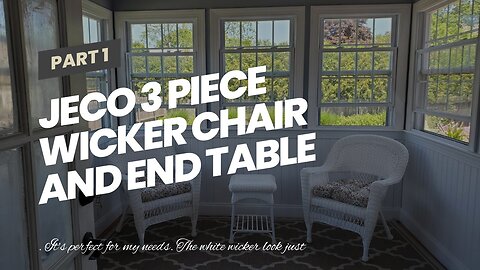 Jeco 3 Piece Wicker Chair and End Table Set without Cushion, White