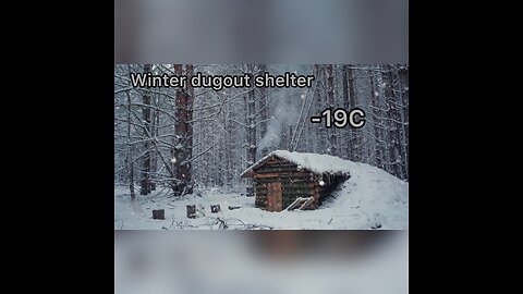 Cozy dugout building, Shelter in winter forest, no talking