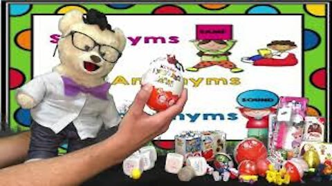 Synonyms, Antonyms, Homonyms with Chumsky Bear | Kinder Surprise Egg Open | Grammar Videos for Kids