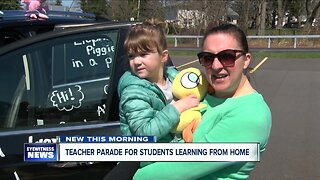Teacher parade for students learning from home