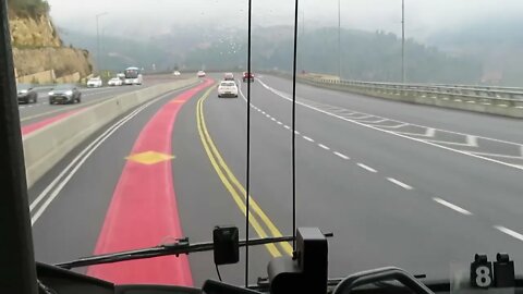 Ride with me in the front seat on the bus heading out of Jerusalem. See beautiful land of Israel.