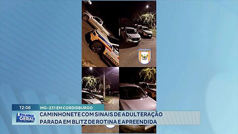 MG-231 em Cordisburgo: Caminhonete com Sinais de Adulteração Parada em Blitz de Rotina e Apreendida.