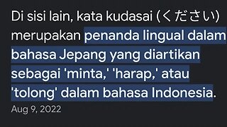 KUDASAI TRANSLATION IN INDONESIAN IS TOLONG AND ENGLISH IS PLEASE 🥺 -- FRANSISCA OFFICIAL