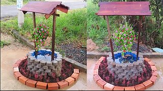 Amazing Aquarium from cement, combined Wishing Well Planter for small garden