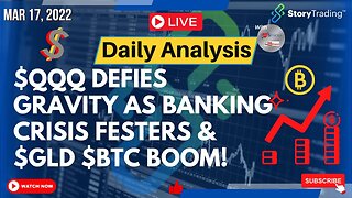 3/17/23 Daily Analysis: $QQQ Defies Gravity as Banking Crisis Festers & $GLD $BTC Boom!