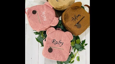 Personalized Embroidered Toddler Backpack Bag Lightweight Plush Bear Bag Kids Custom Name Backpack