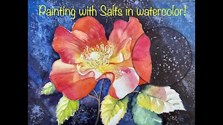 Rose Painting - With A Drop of Salt - Watercolor Painting - Salt Technique