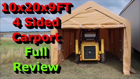 Large 10x20x9FT 4 Sided Carport - Full Review - Easy Setup