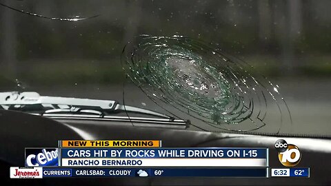 Multiple vehicles hit by rocks on I-15 in Rancho Bernardo
