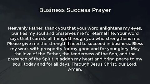 Business Success Prayer (Prayer for Success and Prosperity in Business)