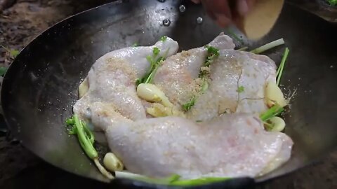 Cooking Coconut Chicken Leg Recipe eating so Yummy - Use Coconut water Cook Chicken Meat in Frn5 13