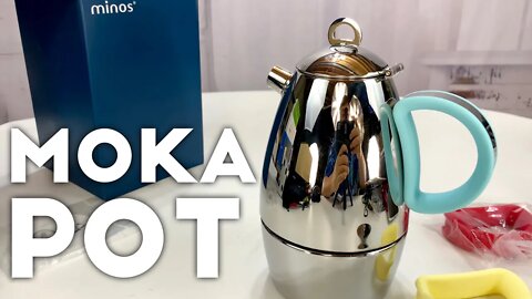 Modern Stainless Steel Moka Pot Espresso Maker by Minos Unboxing