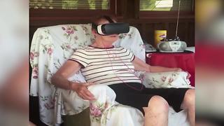 Old Woman's Hilarious Reaction To Virtual Reality Experience