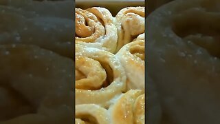 Pulling sizzling caramel rolls out of the oven. #delicious #short