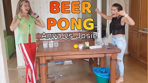 DRINKS PONG 😍 Crazy contests with Josephine and Anya