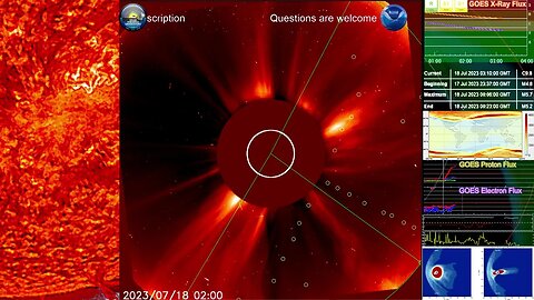 5.72 Solar Flare, ICME, Proton event from 3363, 00:06 UTC 18 July 2023 4K