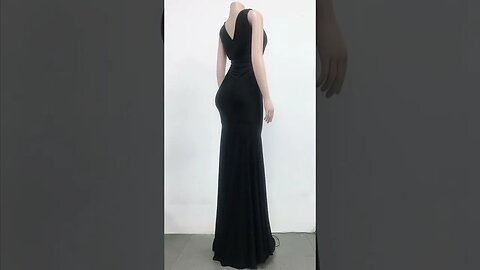 Elegant Evening Dresses Long Patry Gown Sexy Deep V Sleeveless Mermaid Bodycon Maxi #style #short