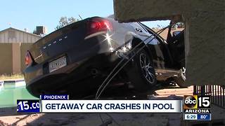 Getaway car crashes into Phoenix pool