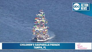 Aerials of boat from Gasparilla Children's Parade