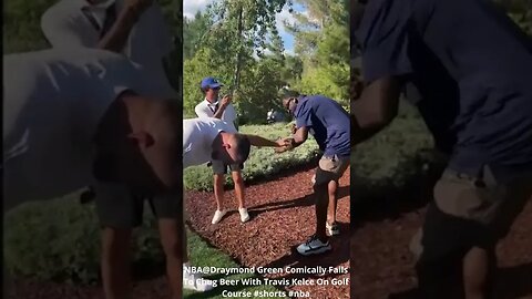 NBA@Draymond Green Comically Fails To Chug Beer With Travis Kelce On Golf Course #shorts #nba