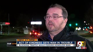 Man ticketed for stopping car to give food to homeless man