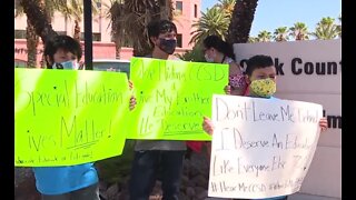 Protesting against CCSD virtual learning plan