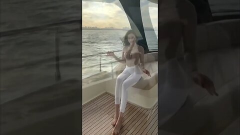 Beautiful Chinese Girl Enjoys Life On A Yacht