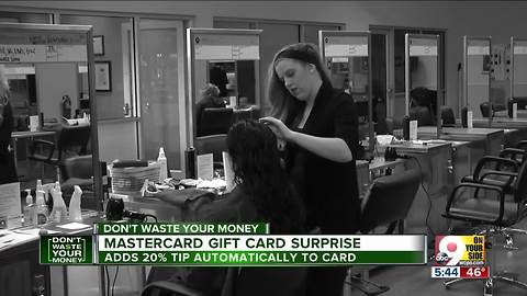 Mastercard gift card surprise: Adds 20-percent tip automatically