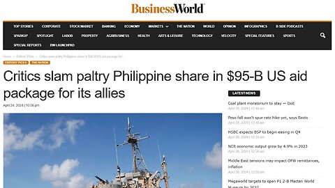 Philippines only got Usd 500 million or 0.5% of latest Usd 95 billion US Military Aid to Allies