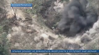 Russian forces storming Ukrainian positions along the railroad by Bilohorivka, Donetsk region