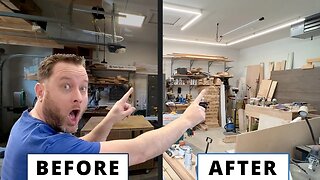 The Best Decision I Made | Garage Woodworking Shop Makeover | Flexfire LED lighting