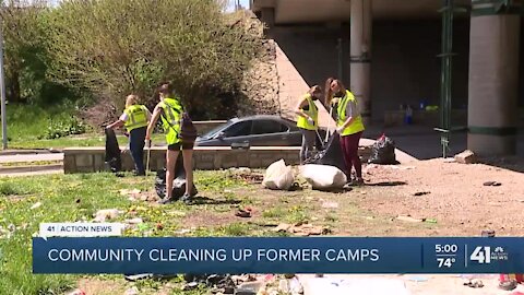 Community cleaning up former camps