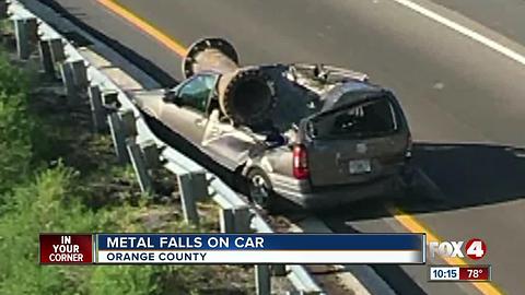 Florida driver survives crash when metal object falls on van