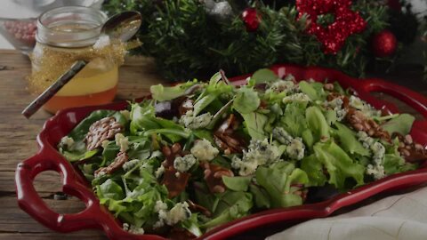 Arugula Salad, Pinion Sauce, Blue Cheese and Grapefruit Vinaigrette