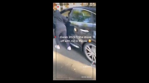 Public Karen kicks car and DRIVES OFF
