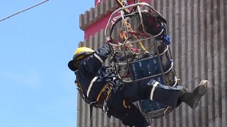 Specialized firefighter unit training near Tropicana, Arville