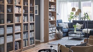 Living room with bookcase interior