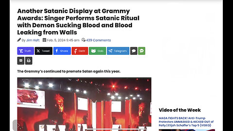 Grammy Awards: Singer Performs Satanic Ritual with Demon Sucking Blood and Blood Leaking from Walls