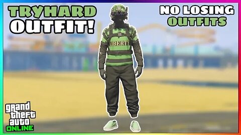Easy Black Joggers Ripped Green Shirt Glitch Tryhard Modded Outfit (No Transfer) (GTA Online)