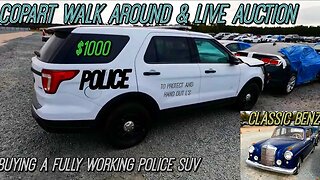 Copart Walk Around and Live Auction, Buying a Police Car, Classic Benz