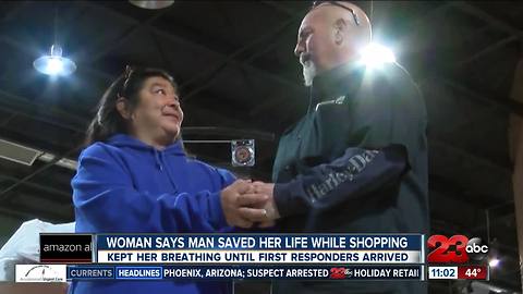 Woman says man saved her life while Christmas shopping