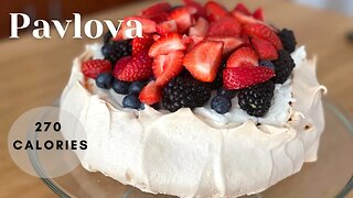 Easy Pavlova Cake with Whipped Cream | Low Calorie Dessert