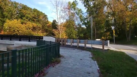 Tricentennial Park on Blackstone River in Sutton Massachusetts in Autumn Foliage