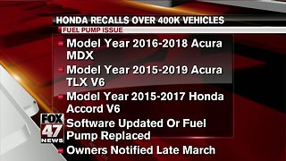 Honda recalls over 400K vehicles