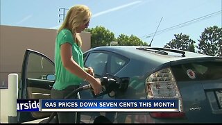 Gas prices lower than last month by 7 cents