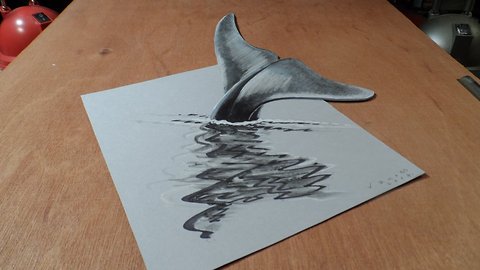 How to draw a 3D Blue Whale