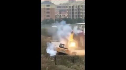 Chinese man fights back with fireworks to excavator that came to demolish his house