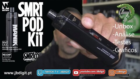 [PT] SMRT POD KIT (Manik) da Wotofo - 2000mAh - com RMP2 Coil reconstruivel