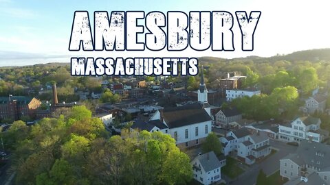 Downtown Amesbury, Massachusetts at Sunset in Spring by Drone